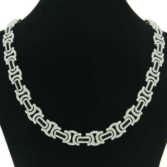 Men's Hip Hop Personality Necklace Alloy Geometric Diamond Stitching Cuban Chain Accessories