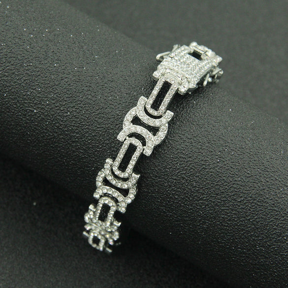Men's Hip Hop Personality Necklace Alloy Geometric Diamond Stitching Cuban Chain Accessories
