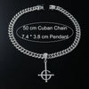 Men's Hip Hop Punk Alloy Necklace With Diamond Ghost Cross Pendant And Cuban Chain Geometric Design