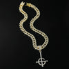 Men's Hip Hop Punk Alloy Necklace With Diamond Ghost Cross Pendant And Cuban Chain Geometric Design