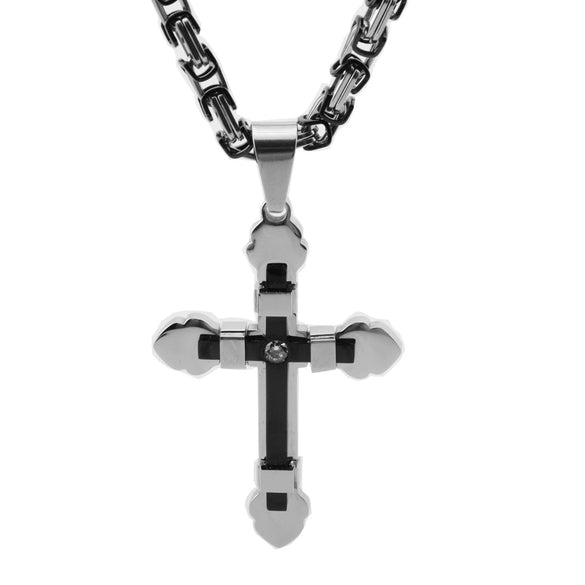 Men's Hip Hop Stainless Steel Cross Pendant Necklace
