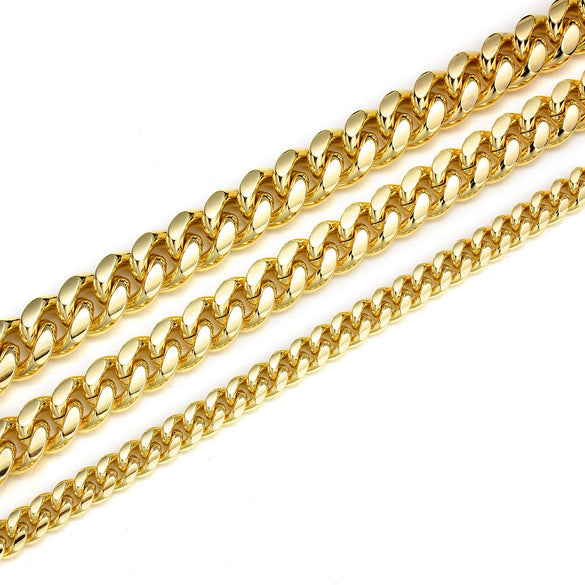 Men's Hip Hop Stainless Steel Cuban Chain Jewelry With Geometric Pattern Buckle And Zircon Polished And Electroplated