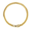 Men's Hip Hop Stainless Steel Cuban Chain Jewelry With Geometric Pattern Buckle And Zircon Polished And Electroplated