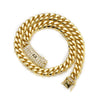 Men's Hip Hop Stainless Steel Cuban Chain Jewelry With Geometric Pattern Buckle And Zircon Polished And Electroplated