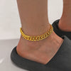 Men's Hip Hop Style Alloy Cuban Chain Anklets With Geometric Rhinestone Inlay