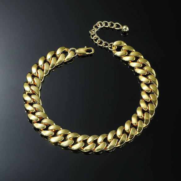 Men's Hip Hop Style Alloy Cuban Chain Anklets With Geometric Rhinestone Inlay