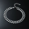 Men's Hip Hop Style Alloy Cuban Chain Anklets With Geometric Rhinestone Inlay