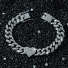 Men's Hip Hop Style Alloy Cuban Chain With Diamond And Peach Heart Design Necklace