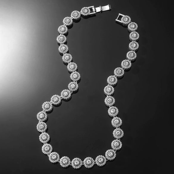 Men's Hip Hop Style Alloy Jewelry With Geometric Pattern And Diamond Cuban Chain Necklace