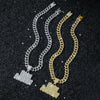 Men's Hip Hop Style Alloy Pendant Necklace With Letters Numbers Text And Electroplating Cuban Chain