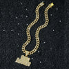 Men's Hip Hop Style Alloy Pendant Necklace With Letters Numbers Text And Electroplating Cuban Chain
