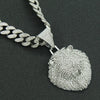 Men's Hip Hop Style Alloy Threedimensional Lion Head Pendant Cuban Chain Necklace With Diamond Design