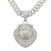 Men's Hip Hop Style Alloy Threedimensional Lion Head Pendant Cuban Chain Necklace With Diamond Design
