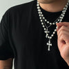 Men's Hip Hop Style Imitation Pearl And Alloy Cross Pendant Handmade Necklace With Geometric Pattern