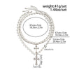 Men's Hip Hop Style Imitation Pearl And Alloy Cross Pendant Handmade Necklace With Geometric Pattern