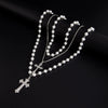 Men's Hip Hop Style Imitation Pearl And Alloy Cross Pendant Handmade Necklace With Geometric Pattern
