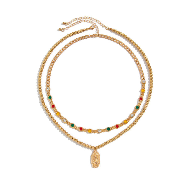 Men's Hiphop Allmatch Geometric Round Bead Necklace Handmade With Alloy Pendant