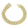 Men's Hiphop Alloy Cuban Chain Bracelet With Geometric Diamond Design