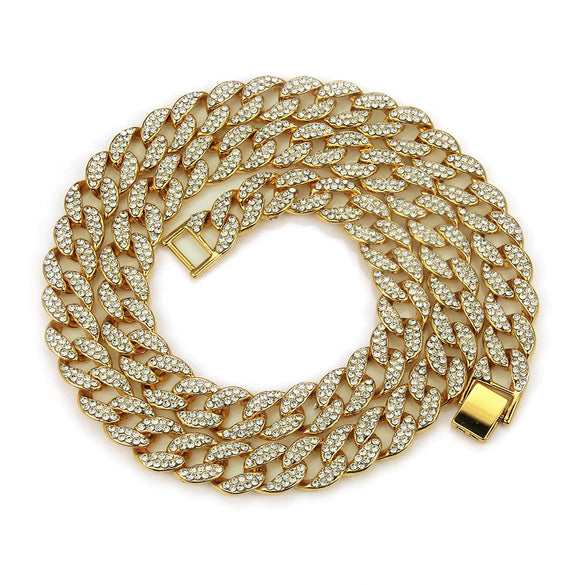 Men's Hiphop Alloy Cuban Chain Diamond Geometric Necklace