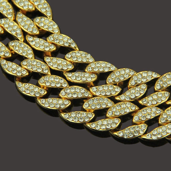 Men's Hiphop Alloy Cuban Chain Diamond Geometric Necklace