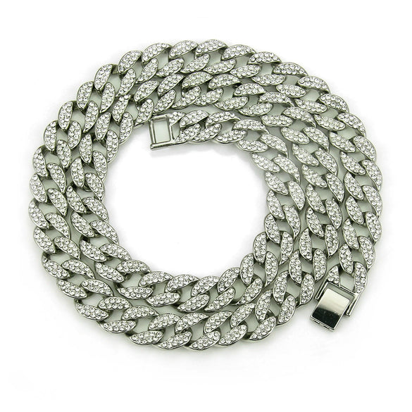 Men's Hiphop Alloy Cuban Chain Diamond Geometric Necklace