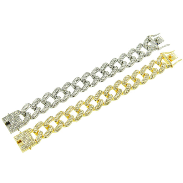Men's Hiphop Alloy Cuban Chain Necklace With Diamond And Geometric Design