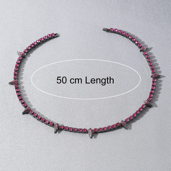 Men's Hiphop Alloy Cuban Chain Necklace With Geometric Diamond Design