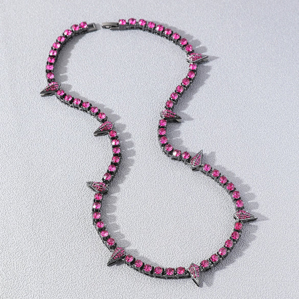 Men's Hiphop Alloy Cuban Chain Necklace With Geometric Diamond Design