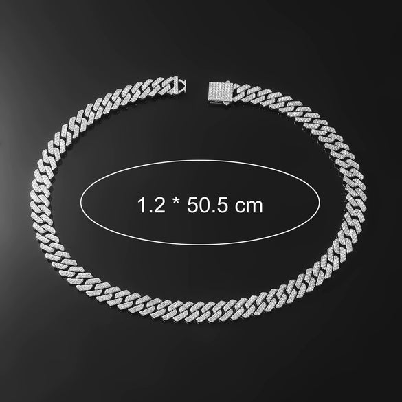Men's Hiphop Alloy Cuban Chain Necklace With Rhombus And Diamond Design