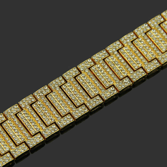 Men's Hiphop Alloy Geometric Diamond Bracelet
