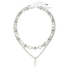 Men's Hiphop Alloy Iron Geometric Handmade Doublelayer Spliced Sword Pendant Layered Necklace