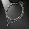 Men's Hiphop Alloy Iron Geometric Handmade Doublelayer Spliced Sword Pendant Layered Necklace