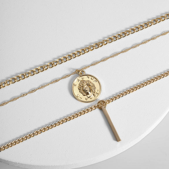 Men's Hiphop Alloy Iron Necklace With Geometric Design And Bamboo Chain