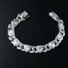 Men's Hiphop Alloy Love Heart Diamond Cuban Chain Necklace And Bracelet Jewelry