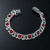 Men's Hiphop Alloy Love Heart Diamond Cuban Chain Necklace And Bracelet Jewelry