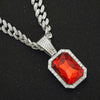 Men's Hiphop Alloy Pendant Jewelry With Geometric Design And Diamond Treatment On Cuban Chain