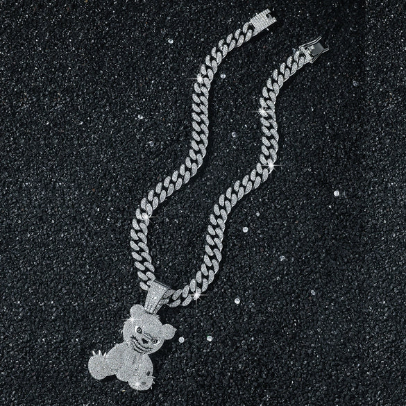 Men's Hiphop Animal Bear Pendant Necklace Zinc Alloy Geometric Electroplating