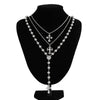 Men's Hiphop Cross Necklace Alloy Geometric Pattern Handmade Round Beads Regular Chain Jewelry