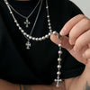 Men's Hiphop Cross Necklace Alloy Geometric Pattern Handmade Round Beads Regular Chain Jewelry
