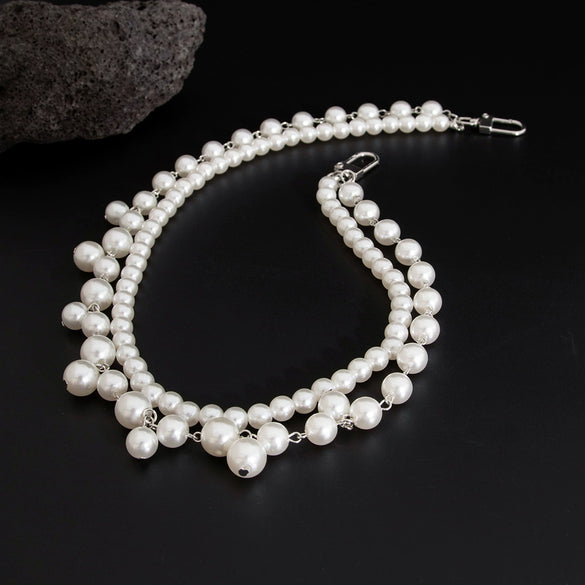 Men's Hiphop Fashion Pants Chain With Imitation Pearls Handmade Beads Alloy Belt Buckle Highend Matching Accessories