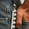 Men's Hiphop Fashion Pants Chain With Imitation Pearls Handmade Beads Alloy Belt Buckle Highend Matching Accessories