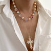 Men's Hiphop Geometric Zinc Alloy Handmade Cross Pendant Necklace