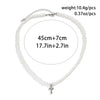 Men's Hiphop Handmade Alloy Pendant Imitation Pearl Ushape Cross Necklace