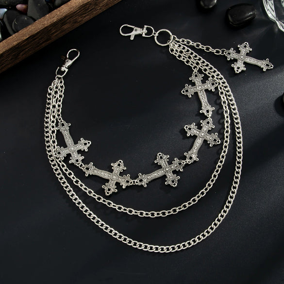 Men's Hiphop Metal Cross Pendant Pants Chain