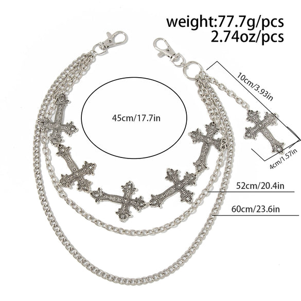 Men's Hiphop Metal Cross Pendant Pants Chain