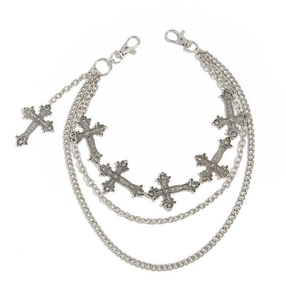 Men's Hiphop Metal Cross Pendant Pants Chain