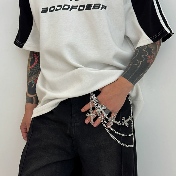 Men's Hiphop Metal Cross Pendant Pants Chain