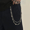 Men's Hiphop Metal Pants Chain Waist Accessories With Pearl Stitching