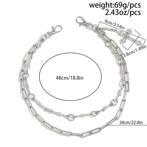 Men's Hiphop Metal Pants Chain With Cross Design