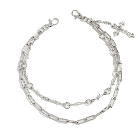 Men's Hiphop Metal Pants Chain With Cross Design